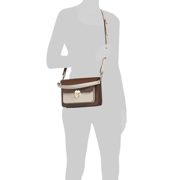 ISADORA Brown Made In Italy Leather Multi Compartment Structure Crossbody Bag - Picture 2 of 2